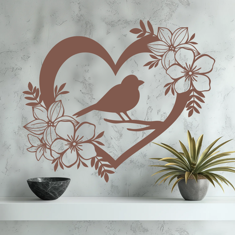 Bird and Blooms Metal Wall Art XL Bronze