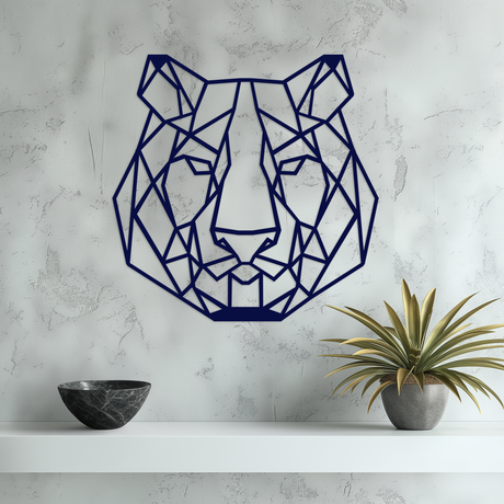 Geometric Lion Head Metal Wall Art