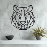 Geometric Lion Head Metal Wall Art Medium Black