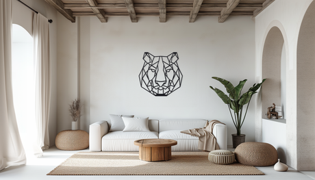 Geometric Lion Head Metal Wall Art lifestyle