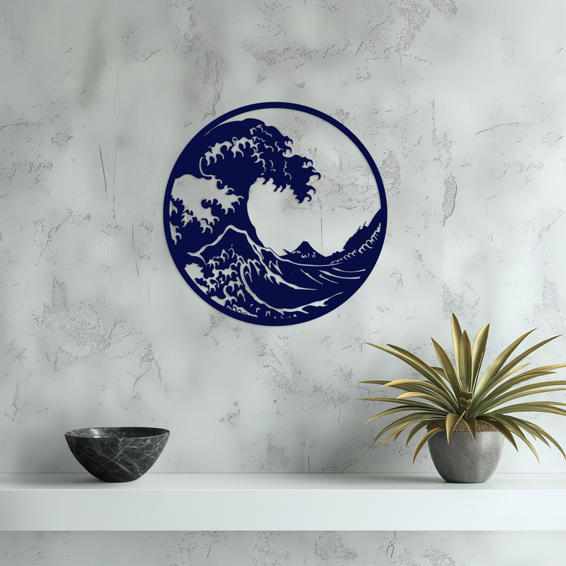 Great Wave Wall Art Small Blue