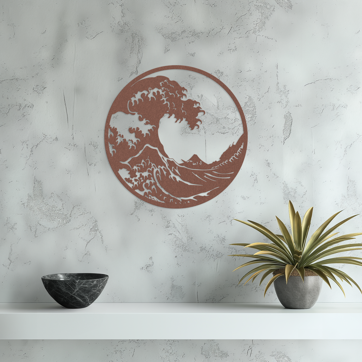 Great Wave Wall Art Small Rust