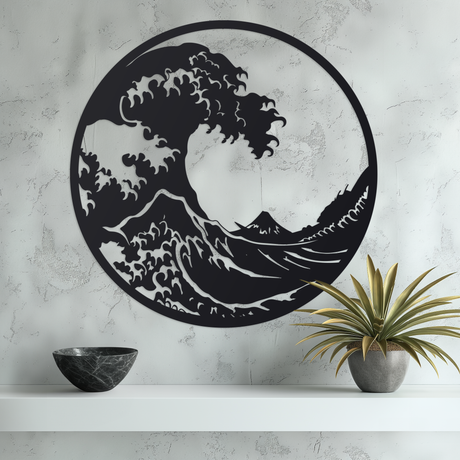 Great Wave Wall Art Large Black