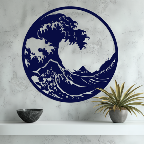 Great Wave Wall Art Large Blue