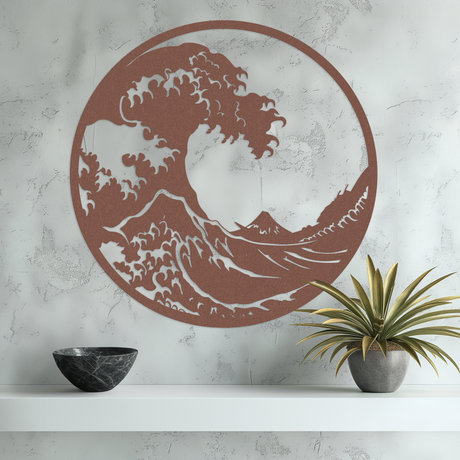 Great Wave Wall Art Large Rust