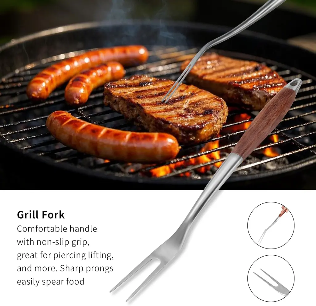 Metal BBQ Cooking Utensil set grill fork.webp